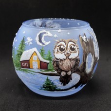 Christmas Easter Salzburg Hand Painted Tea Light Holder - Owl - TEMPORARILY OUT OF STOCK